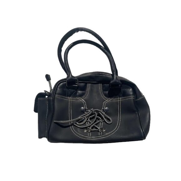 Y2K 2000s Black and White Goth Corset Mini Bag Purse - Picture 1 of 6